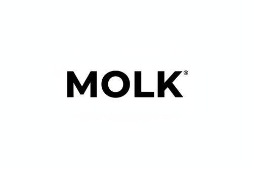 a logo called MOLK in black, no image with a registered trademark symbol next to it